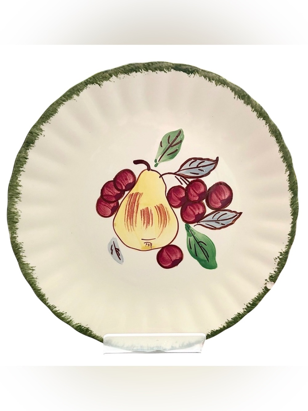 Vintage Blue Ridge Southern Pottery Pear & Cherries 8” Plate Made in USA